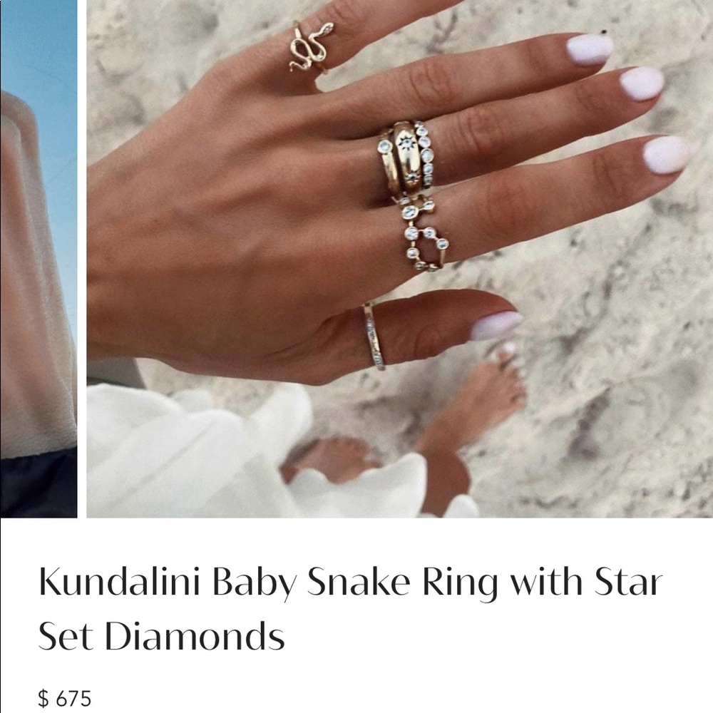 Logan Hollowell kundalini baby snake ring with star set diamonds